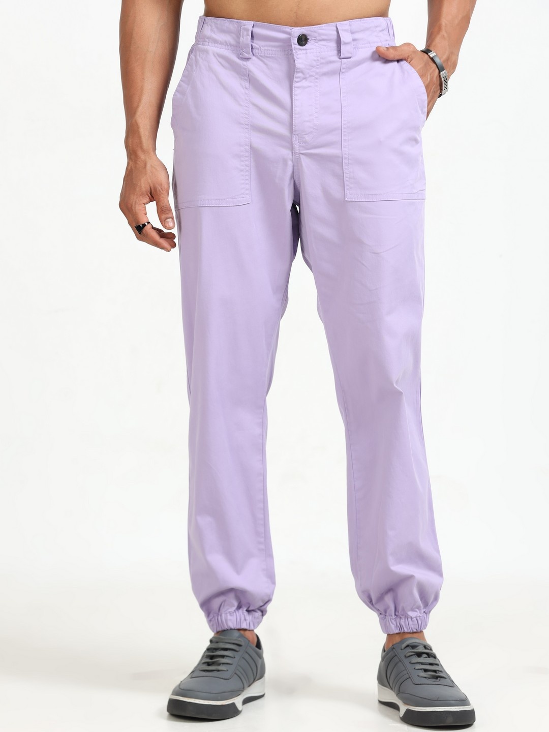

THE BEETEL HOUSE Men Relaxed Joggers Trousers, Purple