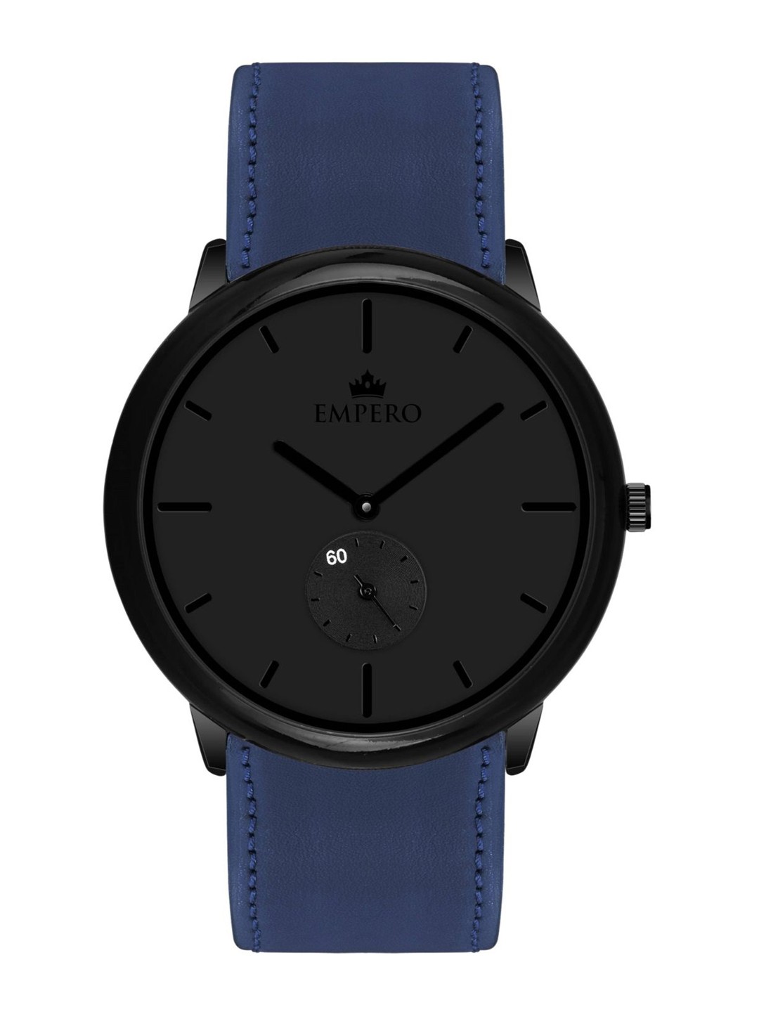 

EMPERO Men Brass Dial & Leather Straps Analogue Chronograph Watch EAB303 Black Hands Blue Leather