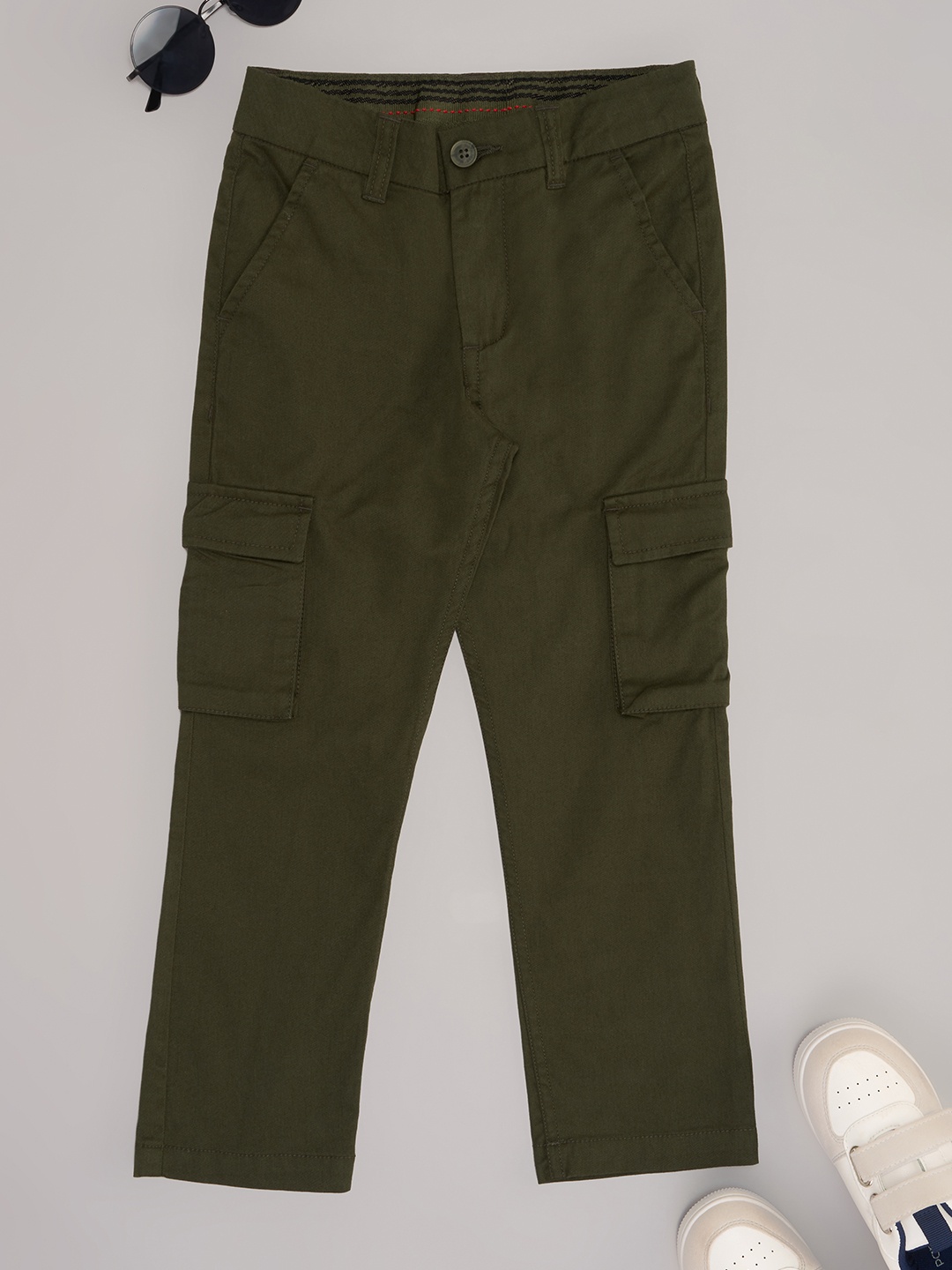 

Pantaloons Junior Boys Cargos Trousers, Olive