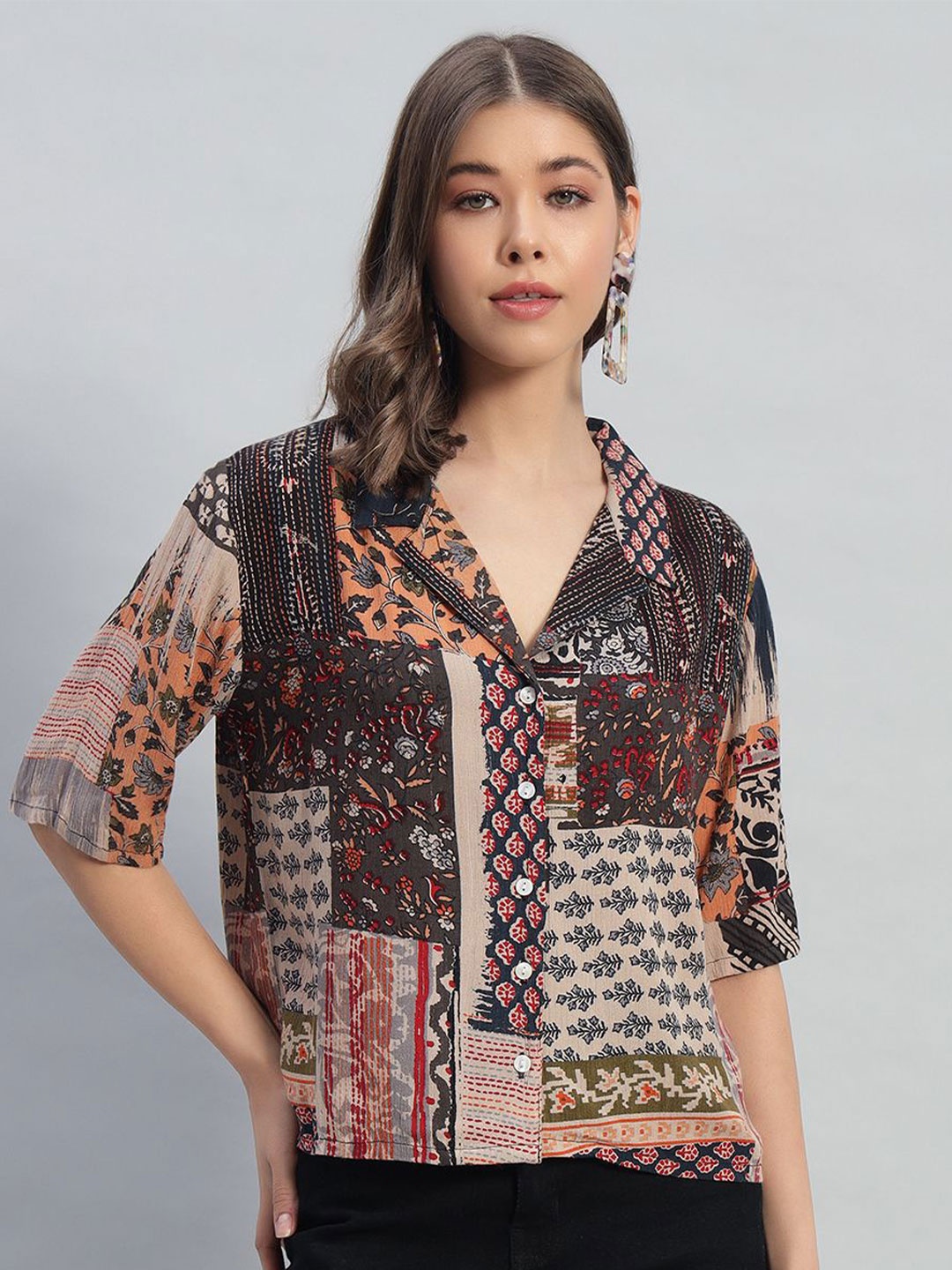 

VELDRESS Floral Print Crepe Top, Multi