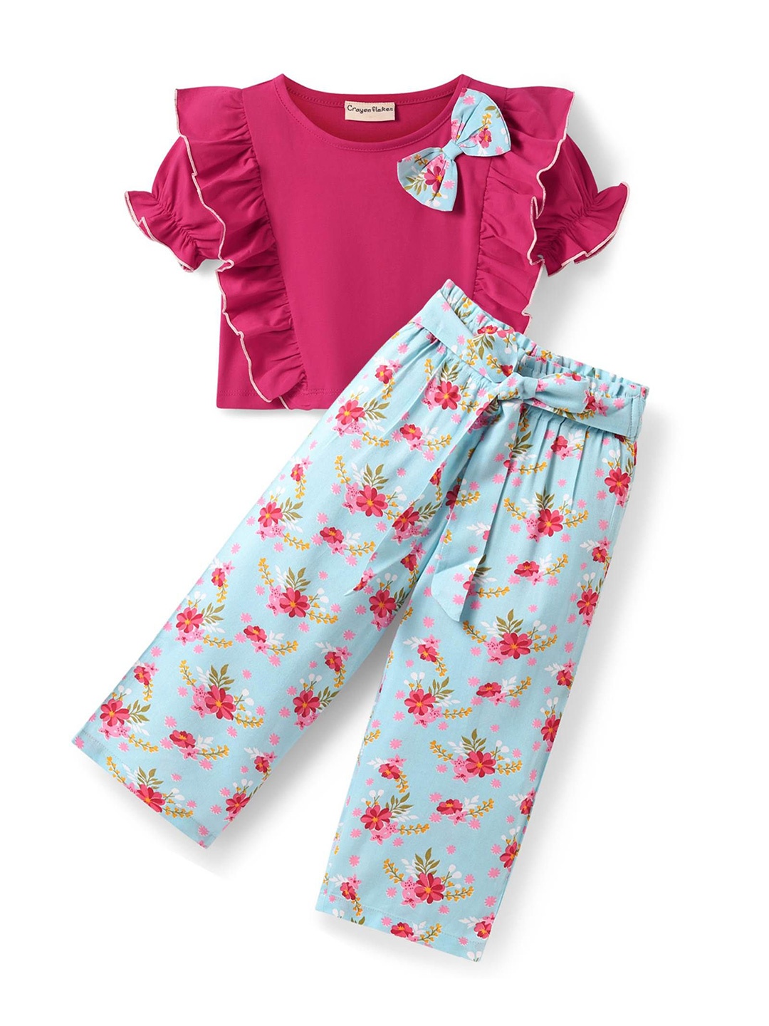 

CrayonFlakes Girls Top with Palazzos, Pink