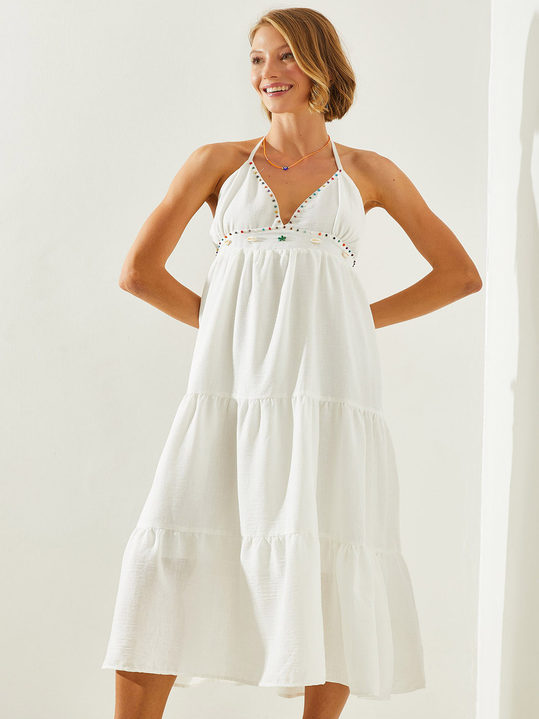 

BIANCO LUCCI Halter Neck A-Line Dress, Na