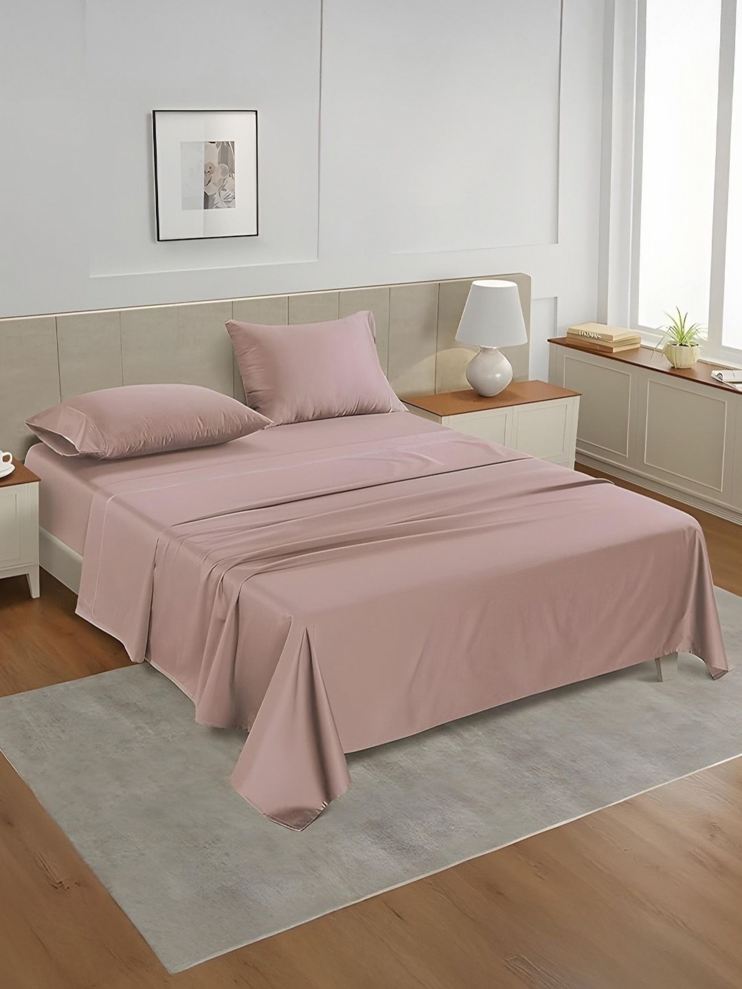 

LANE LINEN Rose King Bedsheet with 2 Pillow Covers