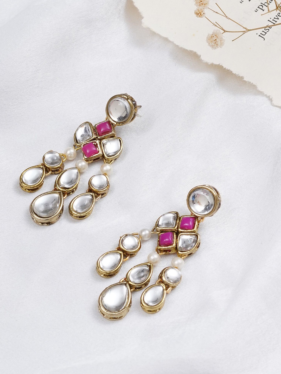 

BeAbhika Contemporary Drop Earrings, Pink