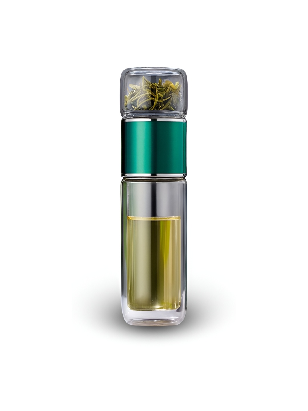 

YELONA Transparent & Green Single Glass Solid Double Wall Vacuum Water Bottle