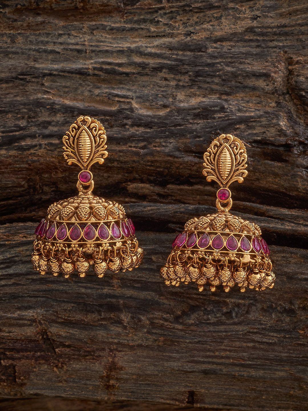 

Kushal's Fashion Jewellery Dome Shaped Jhumkas Earrings, Red