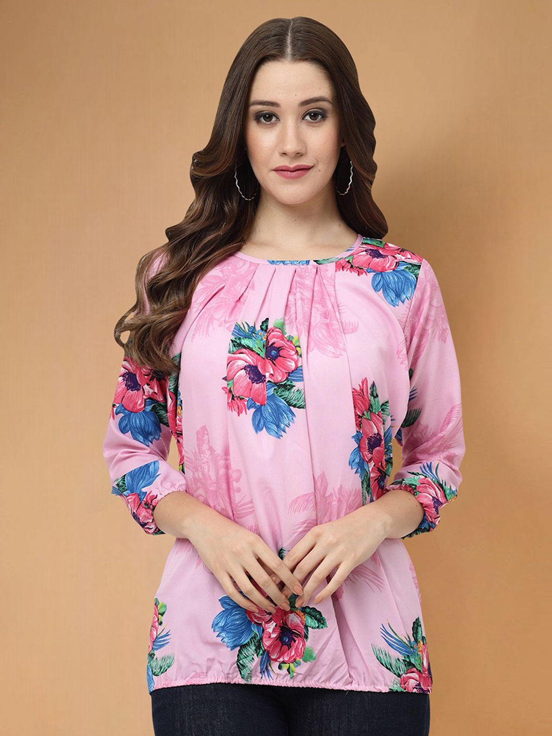 

Moda Rapido Floral Print Top, Pink