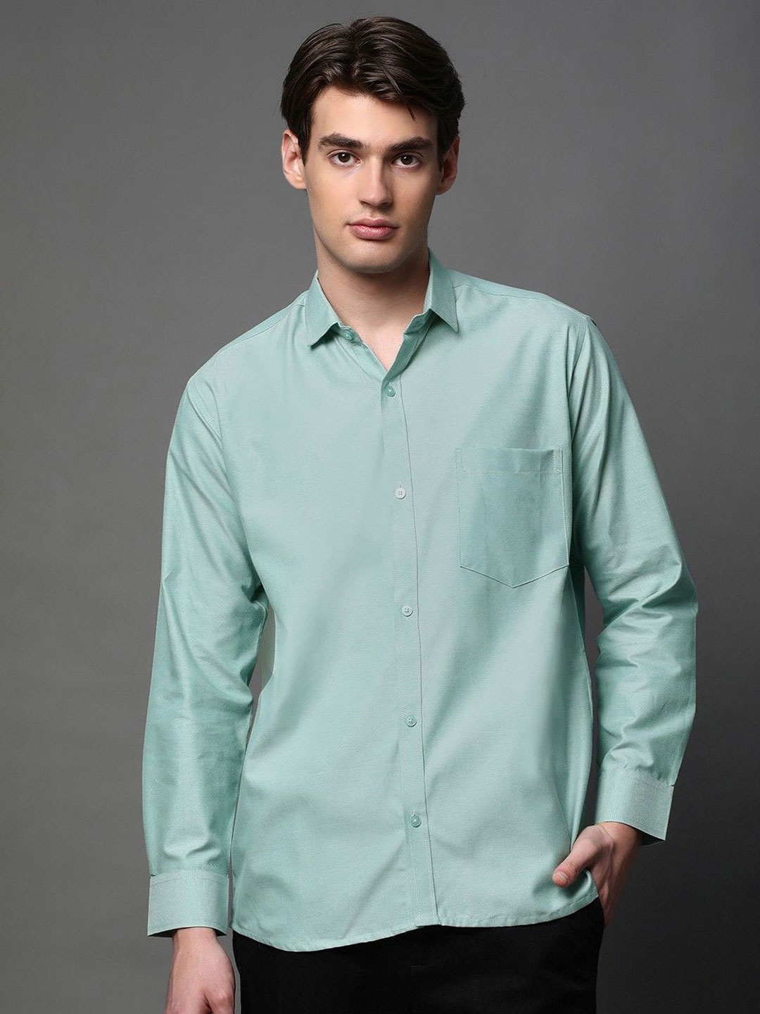 

BROWN BROTHERS Men Standard Opaque Casual Shirt, Green