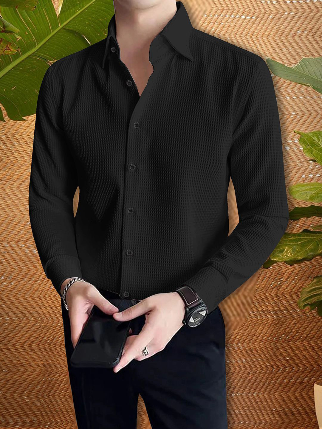 

Moda Rapido Men Original Opaque Casual Shirt, Black
