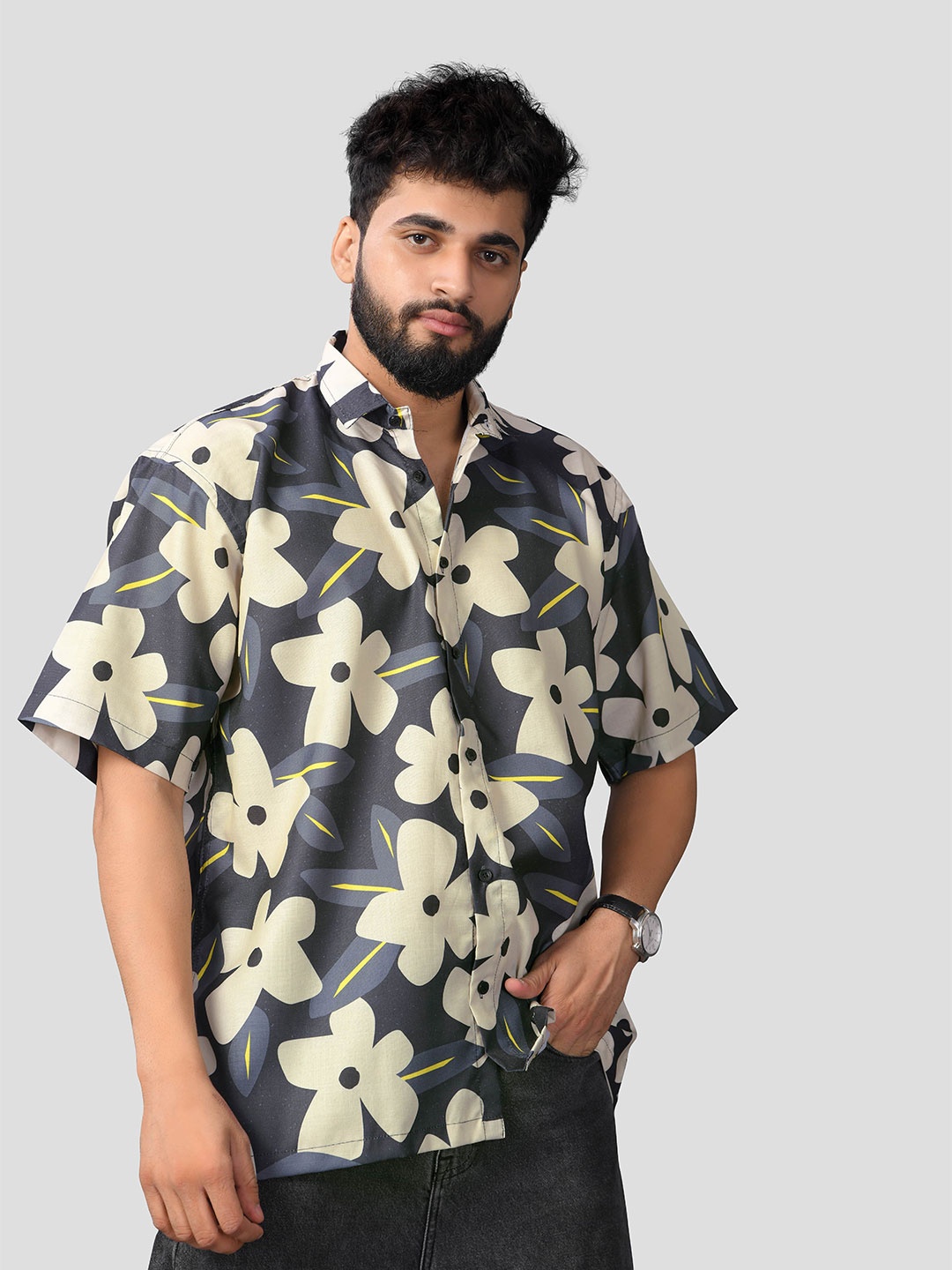 

BROWN BROTHERS Unisex Relaxed Opaque Printed Casual Shirt, Multi