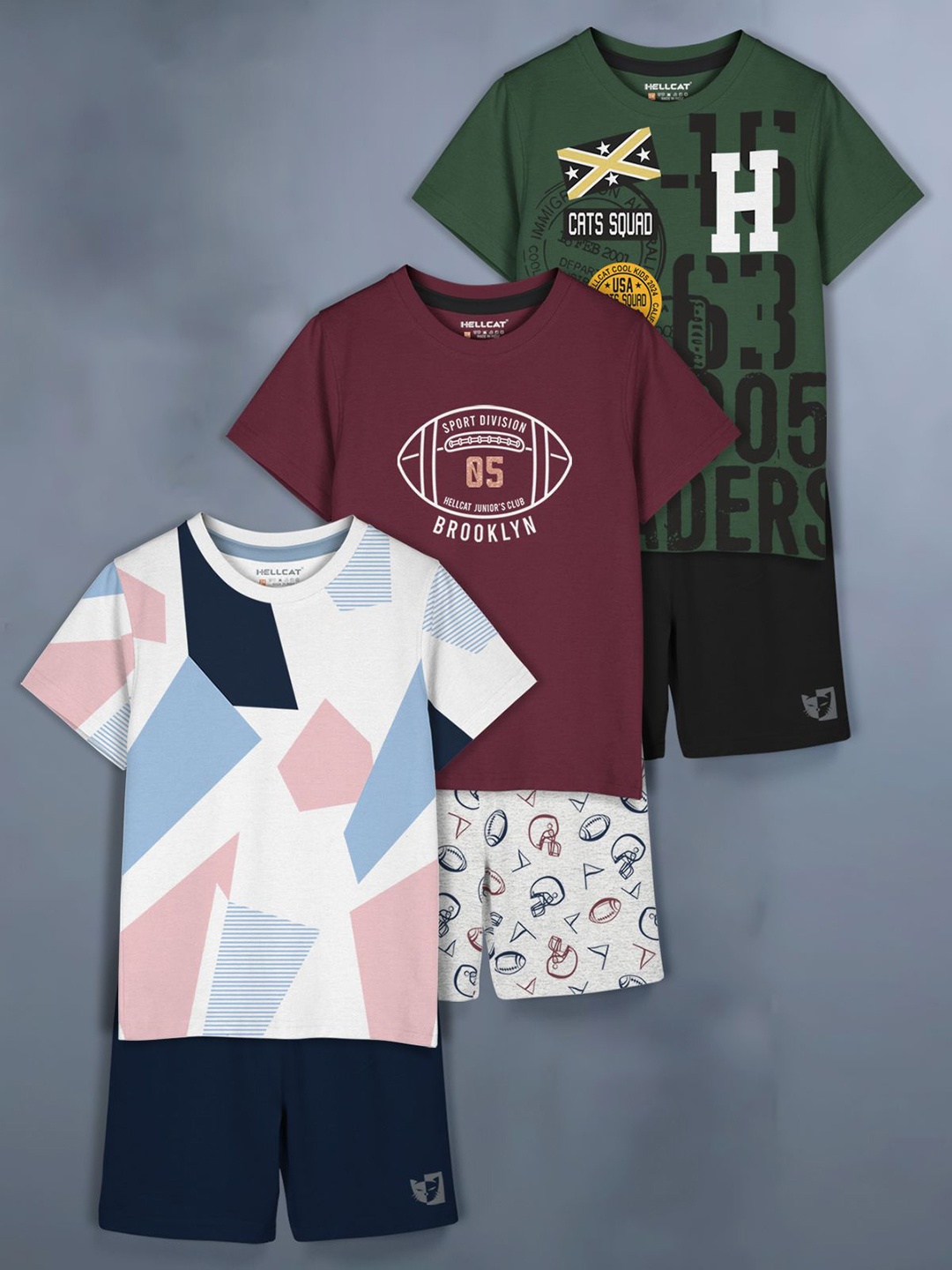 

HELLCAT Girls Printed T-shirt with Shorts, White