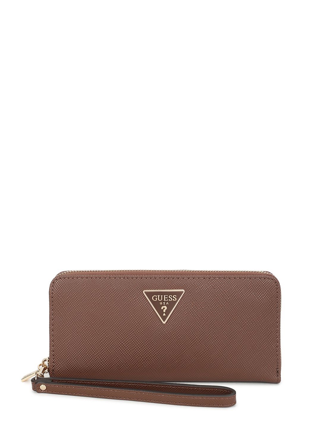 

GUESS Women Textured Zip Around Wallet, Brown