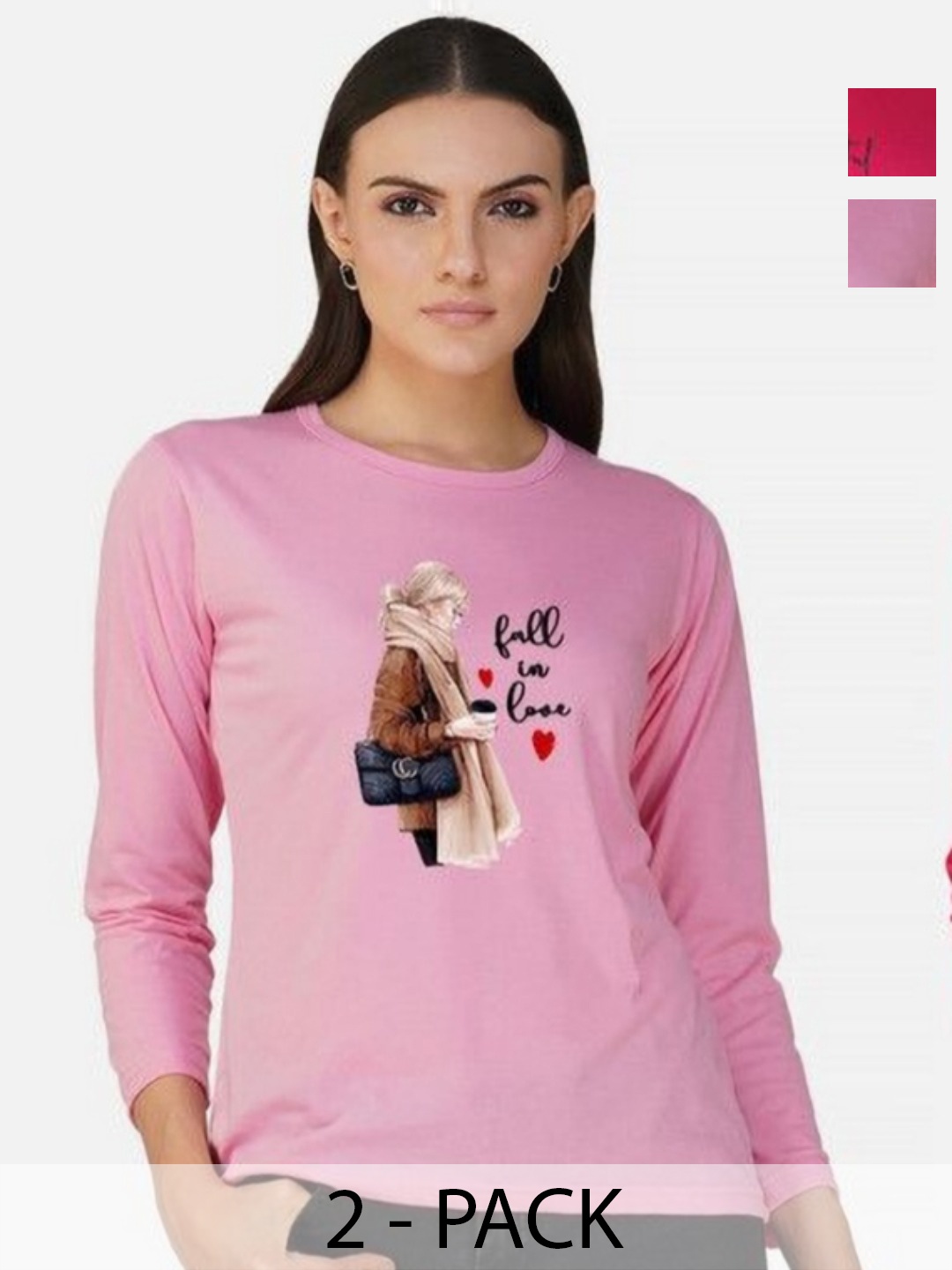 

Metronaut Women 2 Printed Bio Finish Pockets T-shirt, Pink