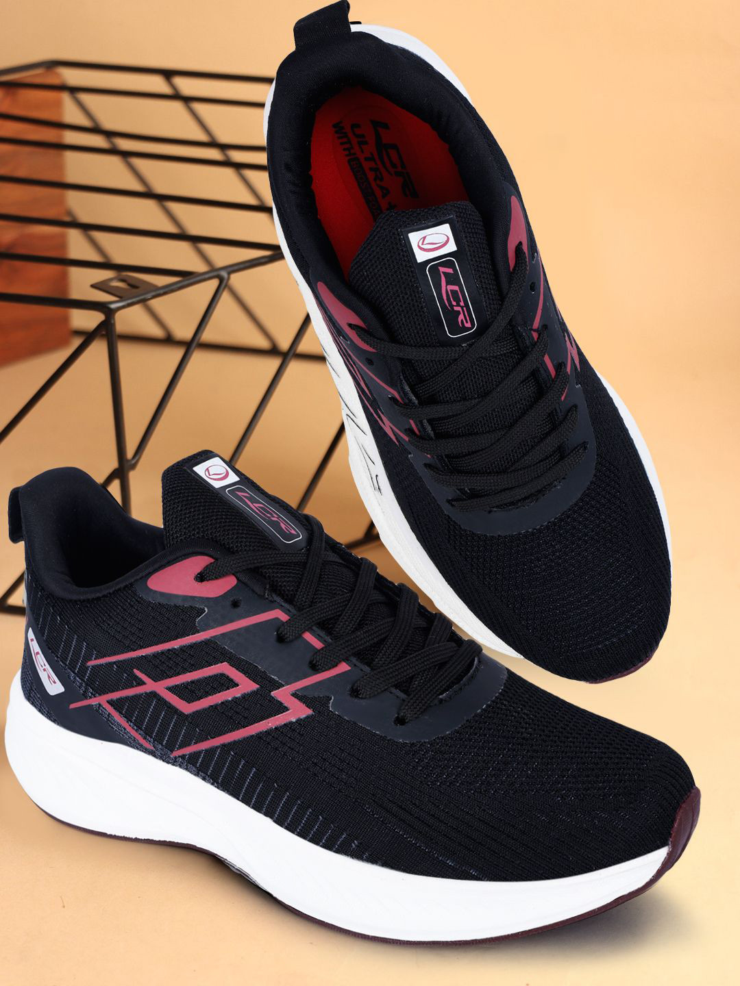 

Lancer Men Textile Running Shoes, Black