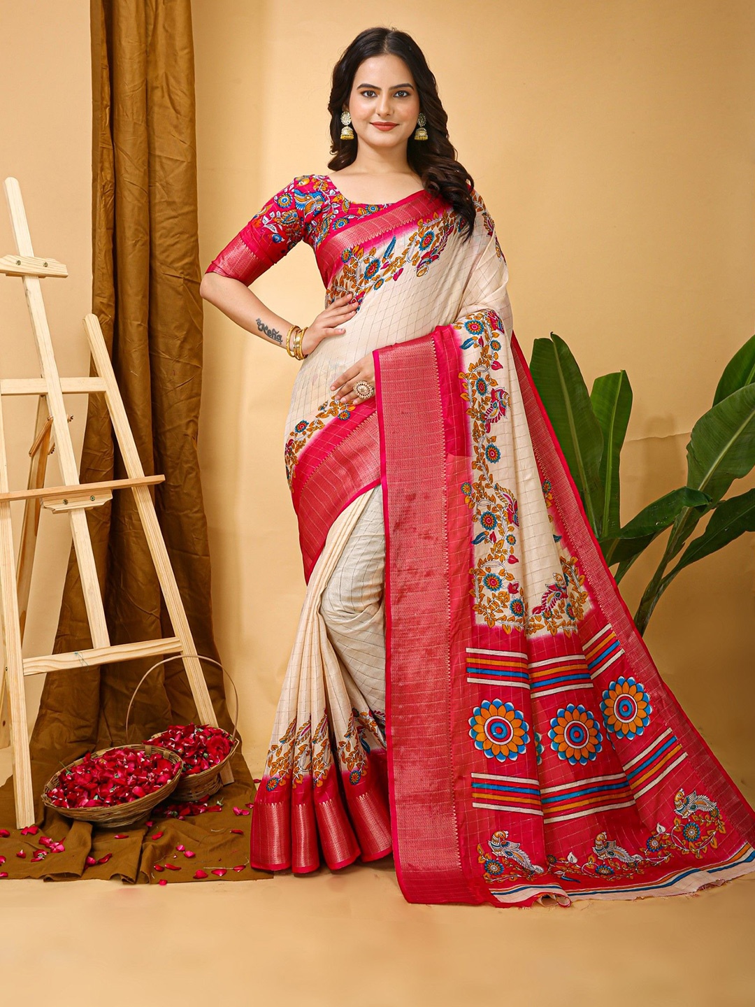 

Rangtulika Ethnics Floral Zari Saree, White