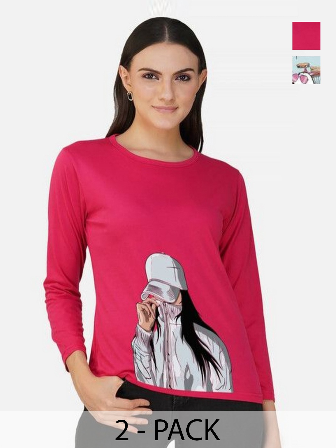 

Metronaut Women 2 Printed Bio Finish T-shirt, Turquoise blue