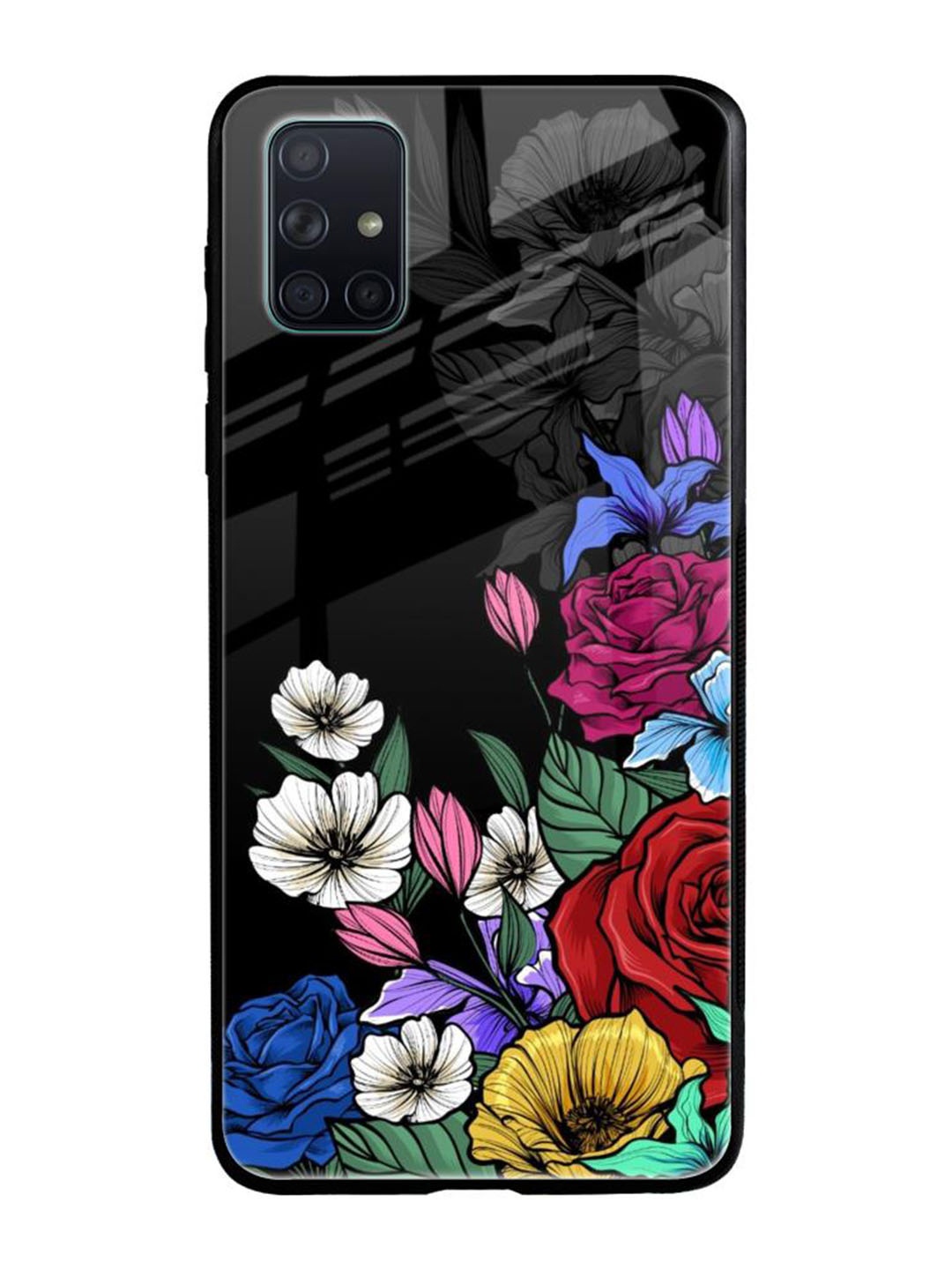 

QRIOH Floral Printed Samsung Galaxy A51 Back Case Mobile Accessories, Black