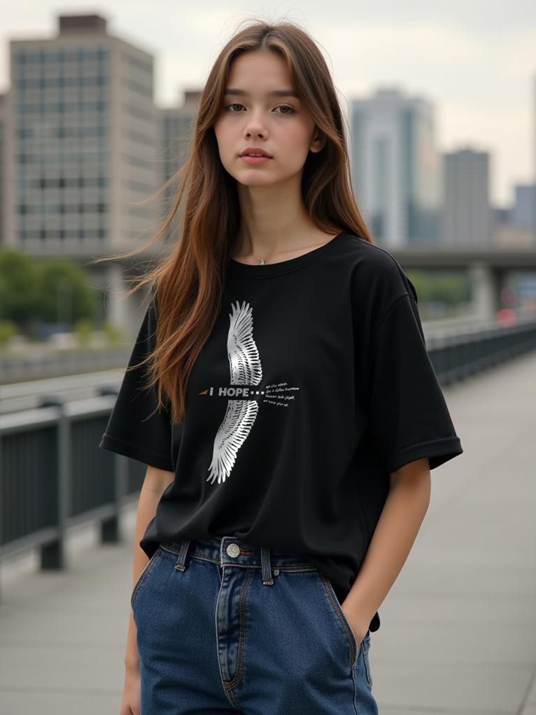 

TOGS & TERRE Women Typography Printed Organic Cotton T-shirt, Black