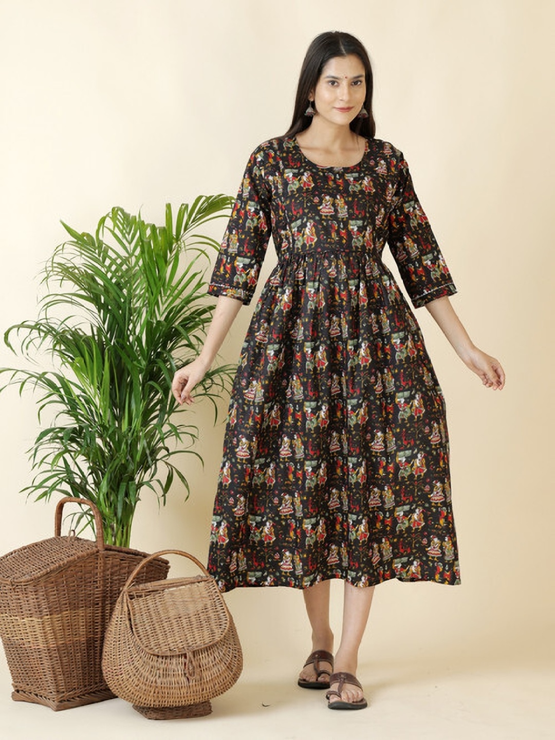 

Moda Rapido Women Floral Printed Thread Work Anarkali Kurta, Multi