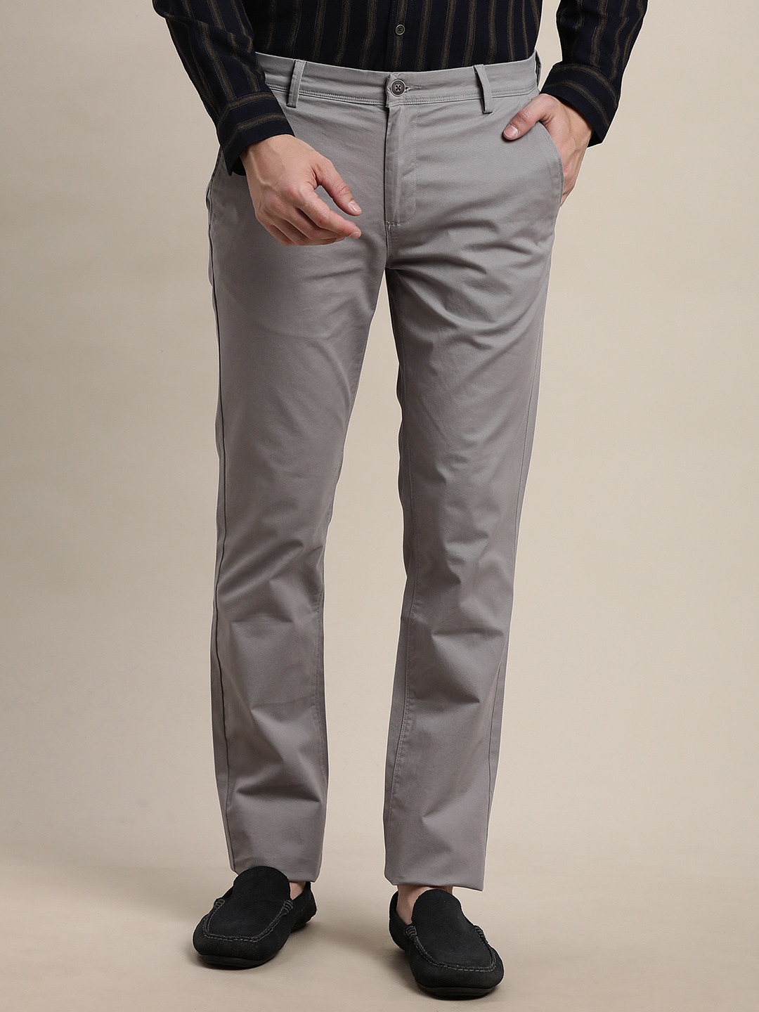 

Turtle Men Relaxed Skinny Fit Chinos Trousers, Brown