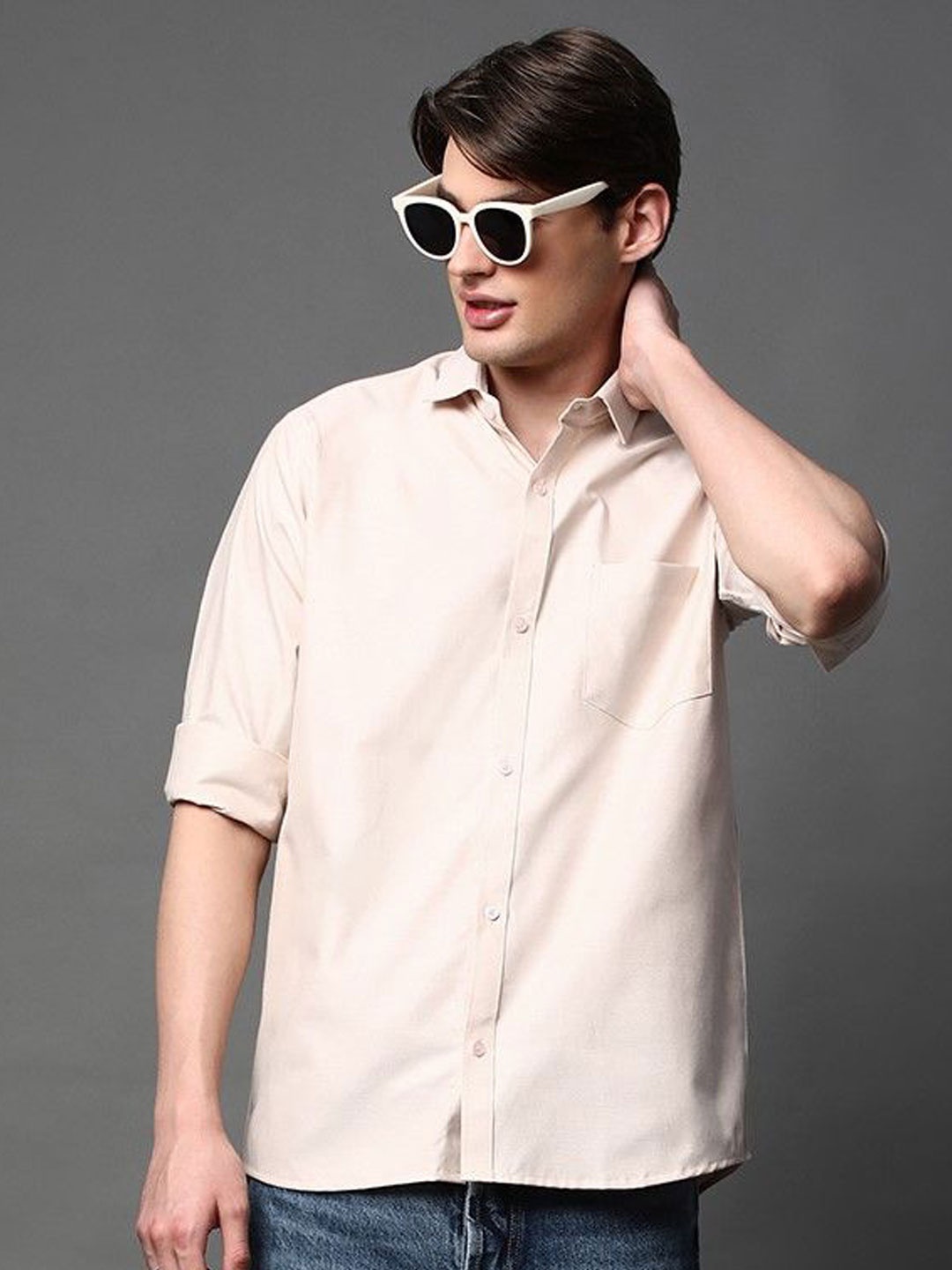 

BROWN BROTHERS Men Standard Opaque Casual Shirt, Beige