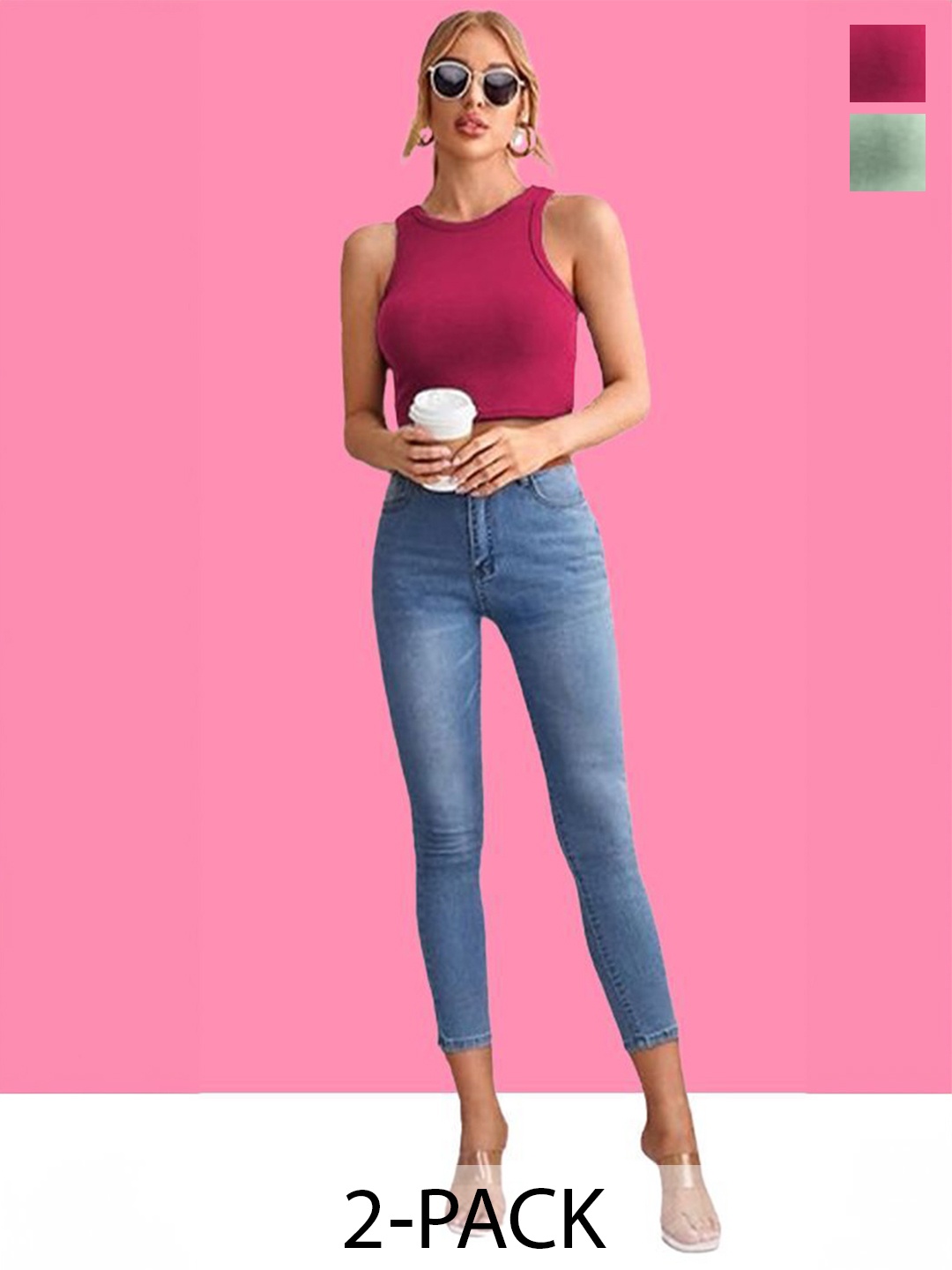 

Mast & Harbour Cotton Crop Top, Multi