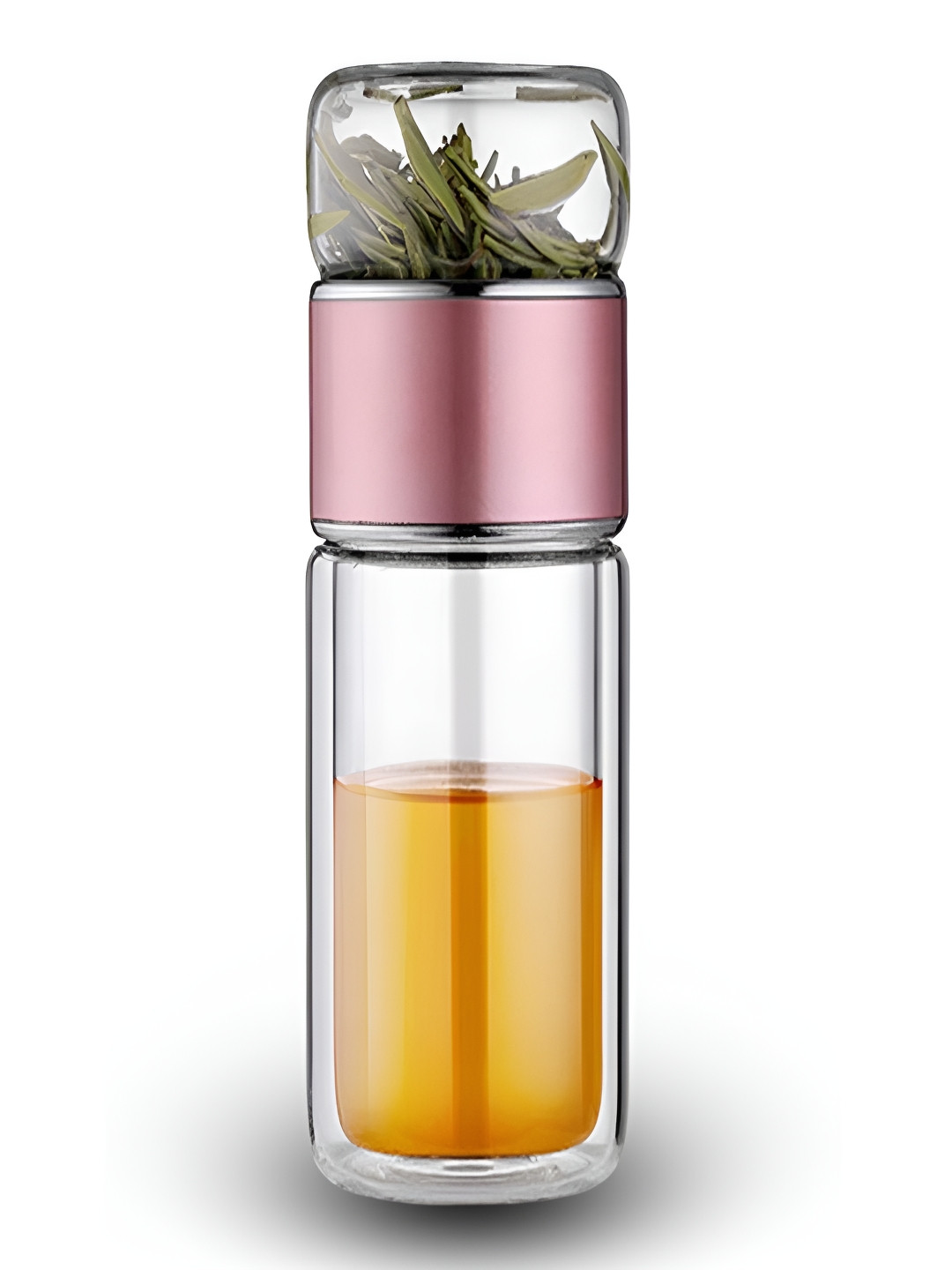 

YELONA Transparent & Pink Single Glass Solid Double Wall Vacuum Water Bottle