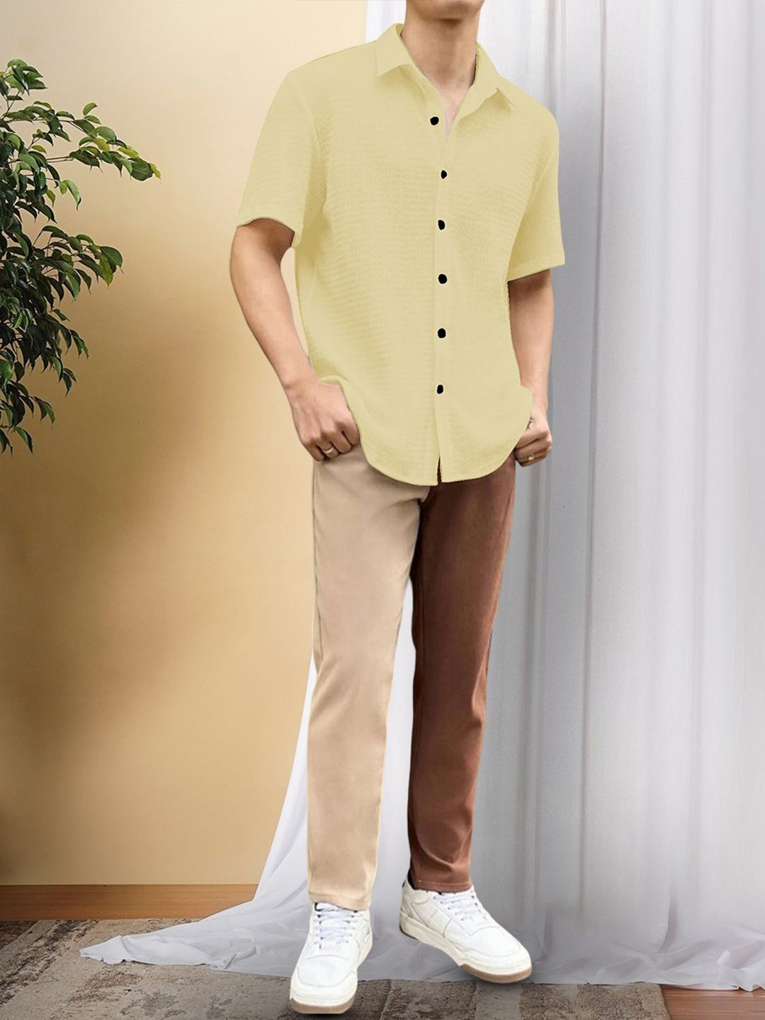 

Moda Rapido Men Original Opaque Casual Shirt, Yellow