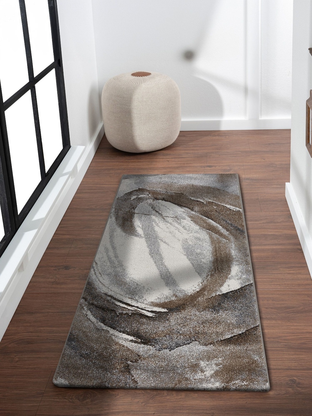 

OBSESSIONS Brown & Cream-color Rectangular Antistatic Non Slip Bedside Floor Runner