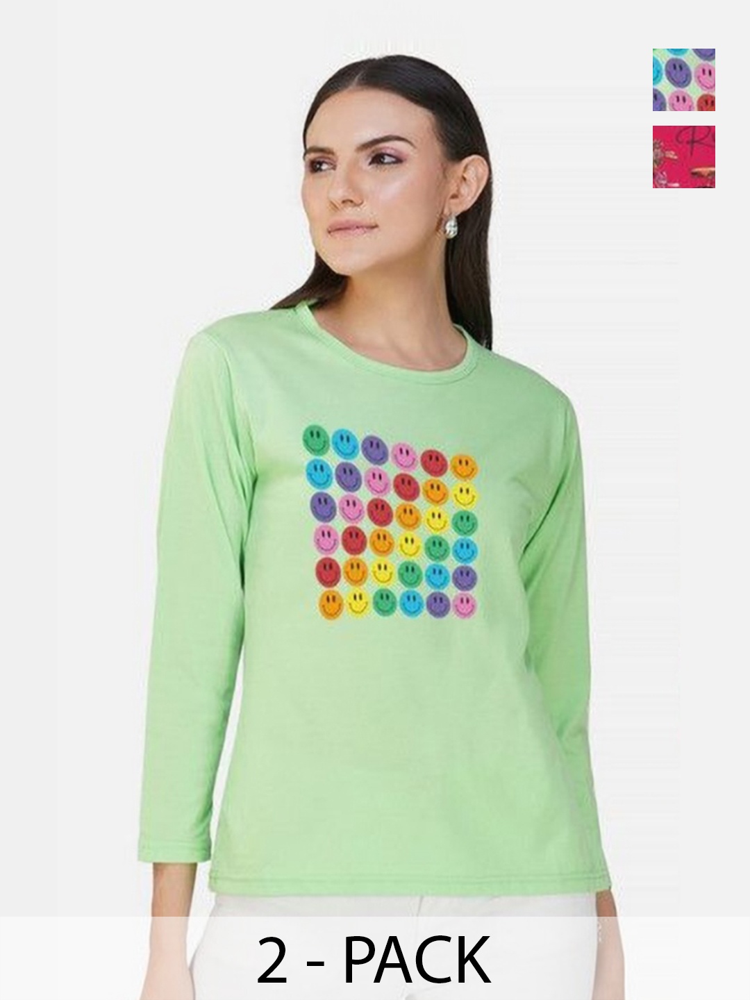 

Metronaut Women 2 Printed Bio Finish Applique T-shirt, Green