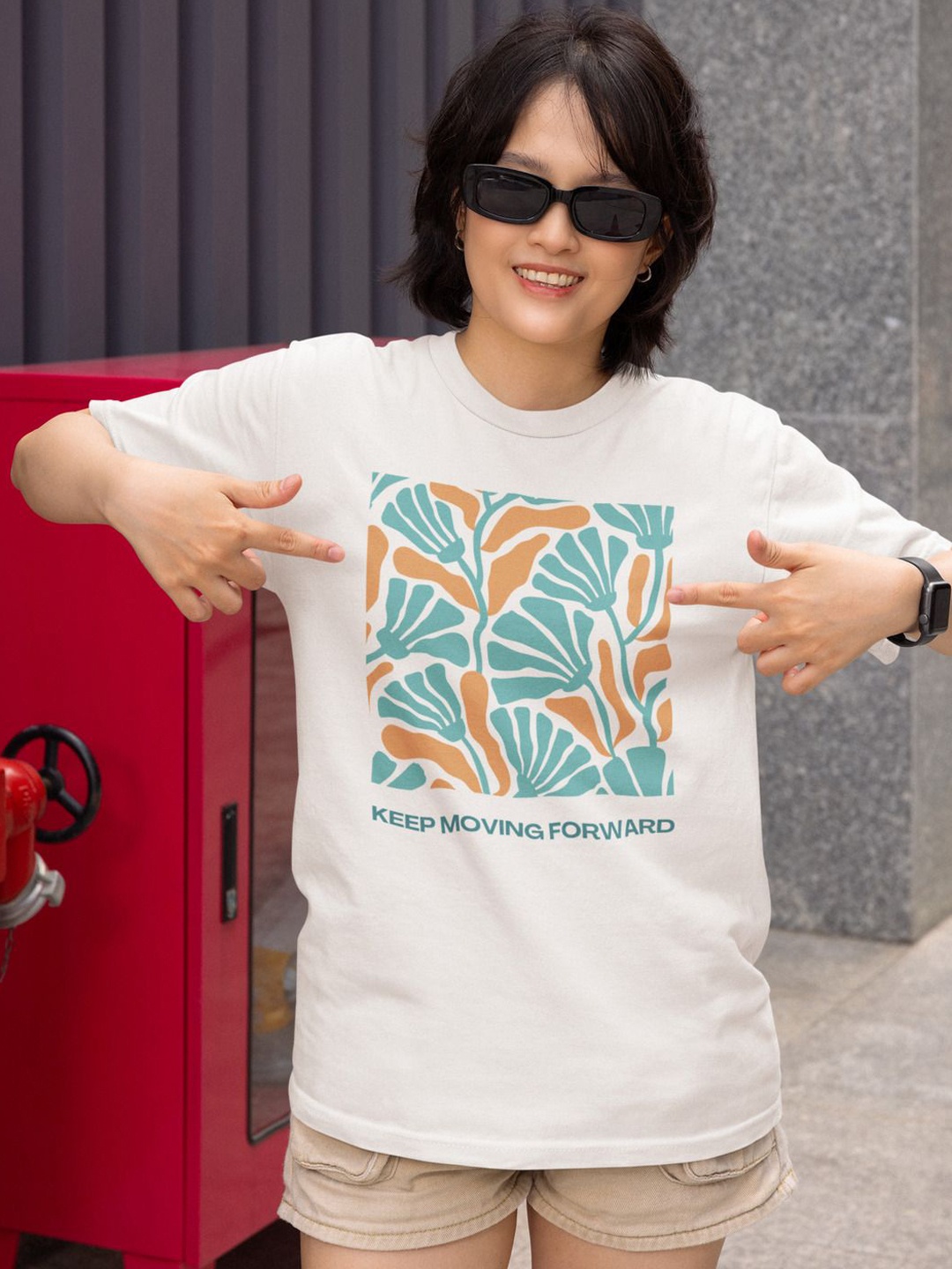 

MASTI TEES Printed Cotton T-shirt, White