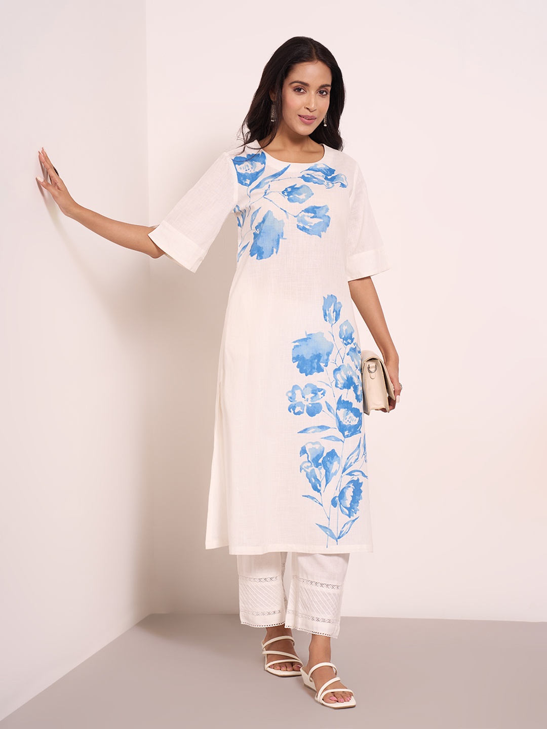 

RANGMANCH BY PANTALOONS Women Floral Printed Kurta, Blue