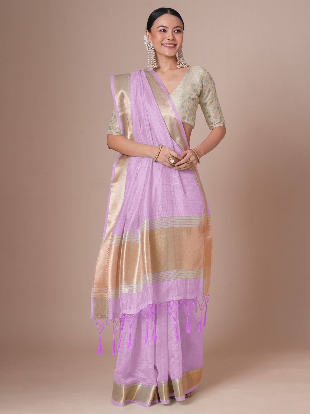 

House of Pataudi Banarasi Woven Design Saree With Blouse, Mauve