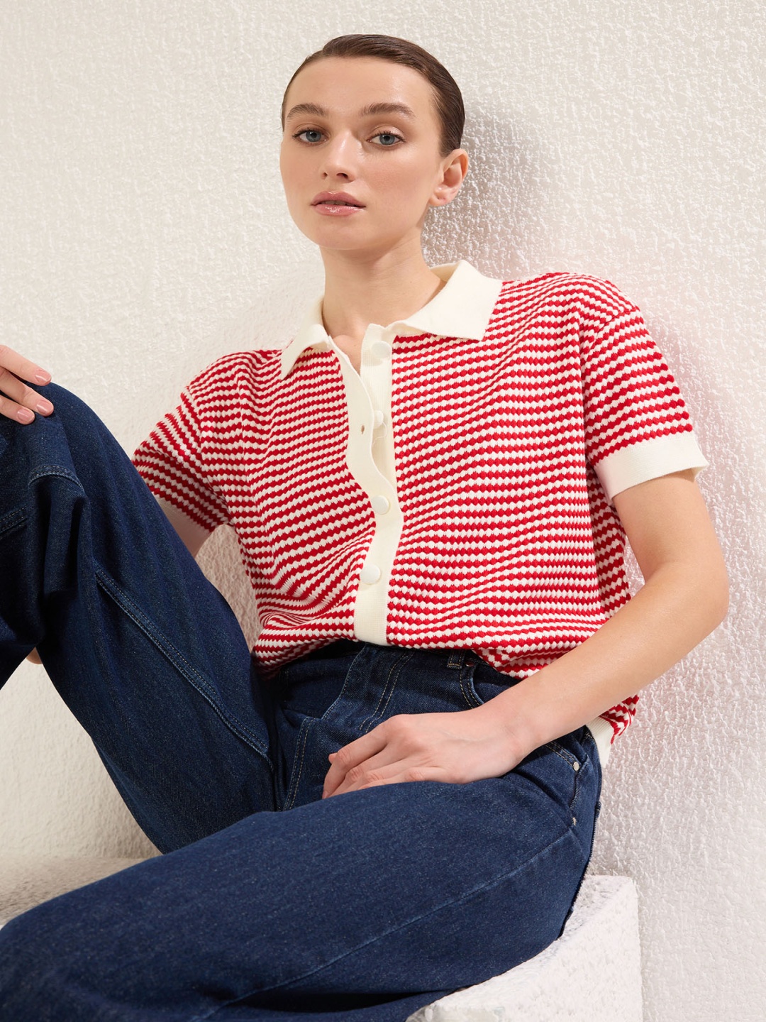 

Trendyol Striped Shirt Style Top, Na