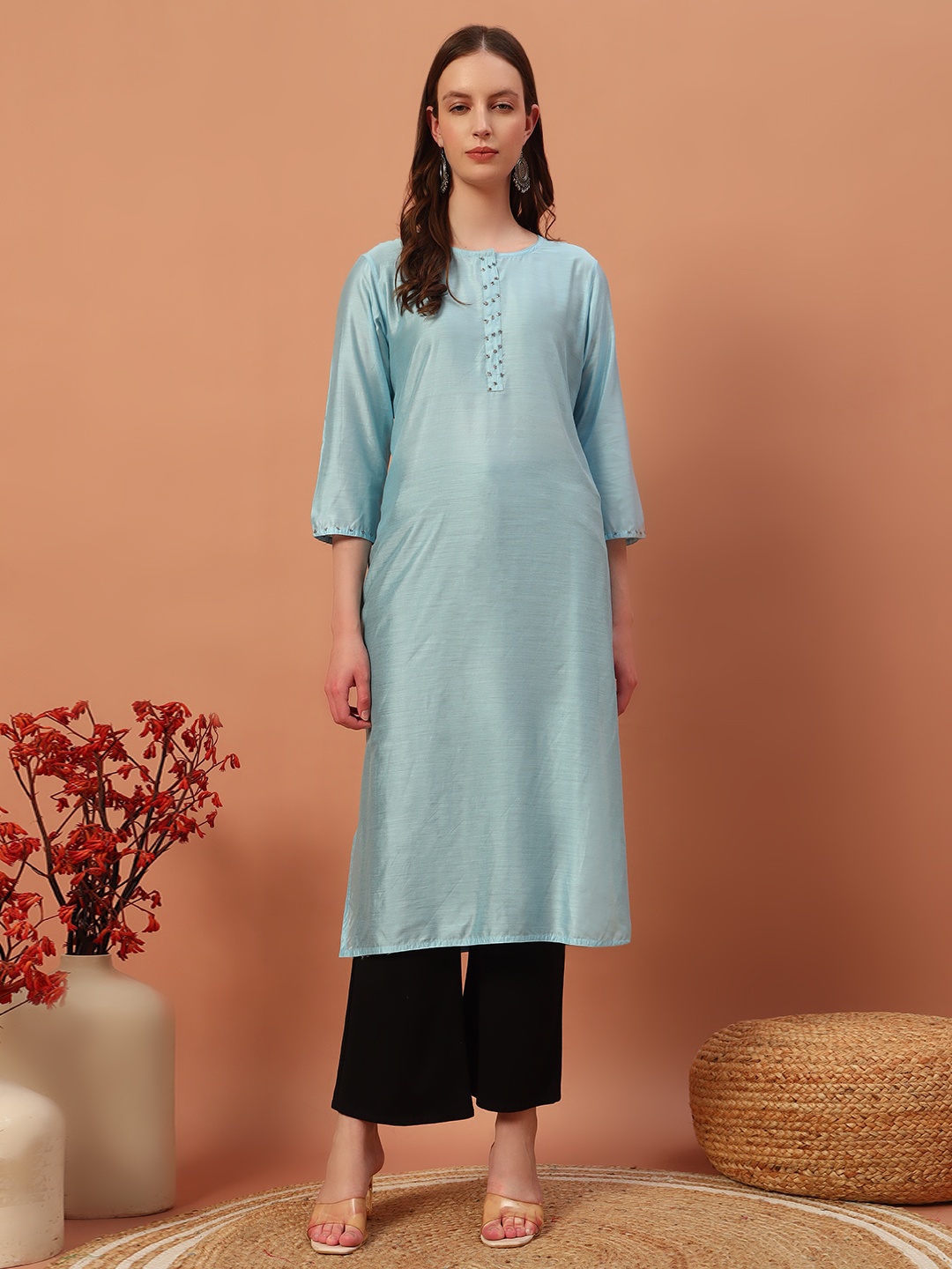 

BAESD Women Thread Work Kurta, Yellow