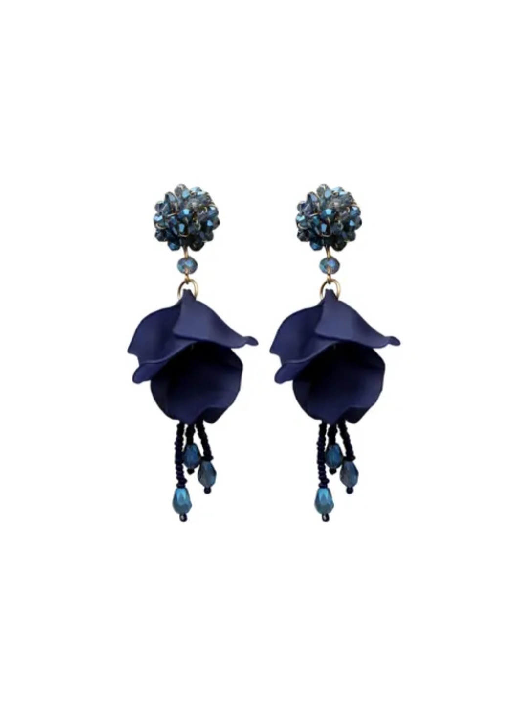 

DIVASTRI Gold-Plated Contemporary Artificial Beads Drop Earrings, Blue