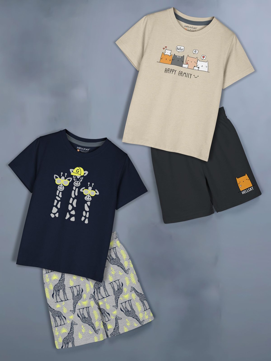 

HELLCAT Girls Printed T-shirt with Shorts, Black