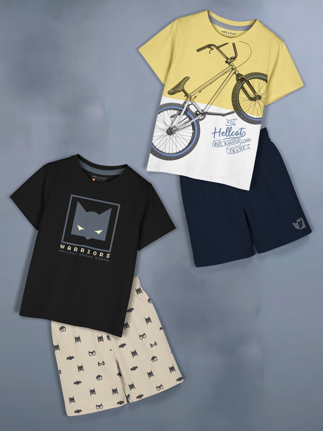 

HELLCAT Girls Printed T-shirt with Shorts, Black