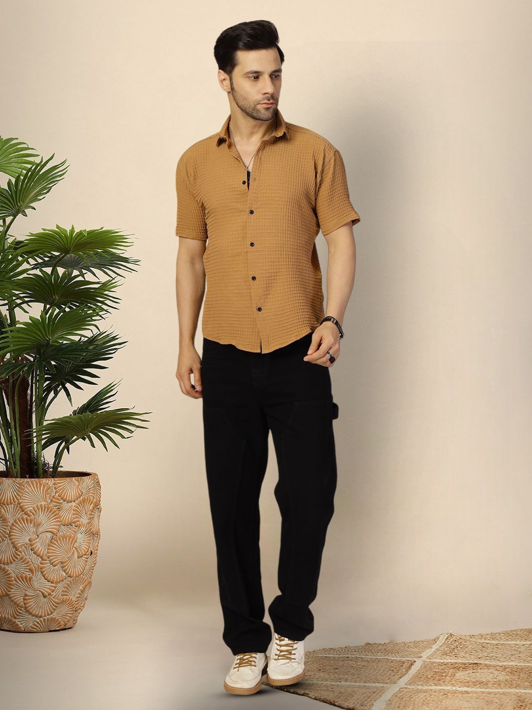 

Moda Rapido Men Original Opaque Casual Shirt, Brown