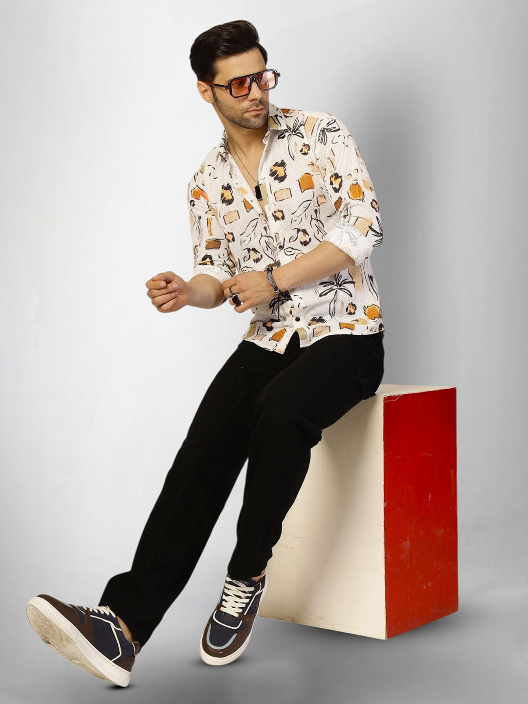 

Moda Rapido Men Original Opaque Printed Casual Shirt, Multi