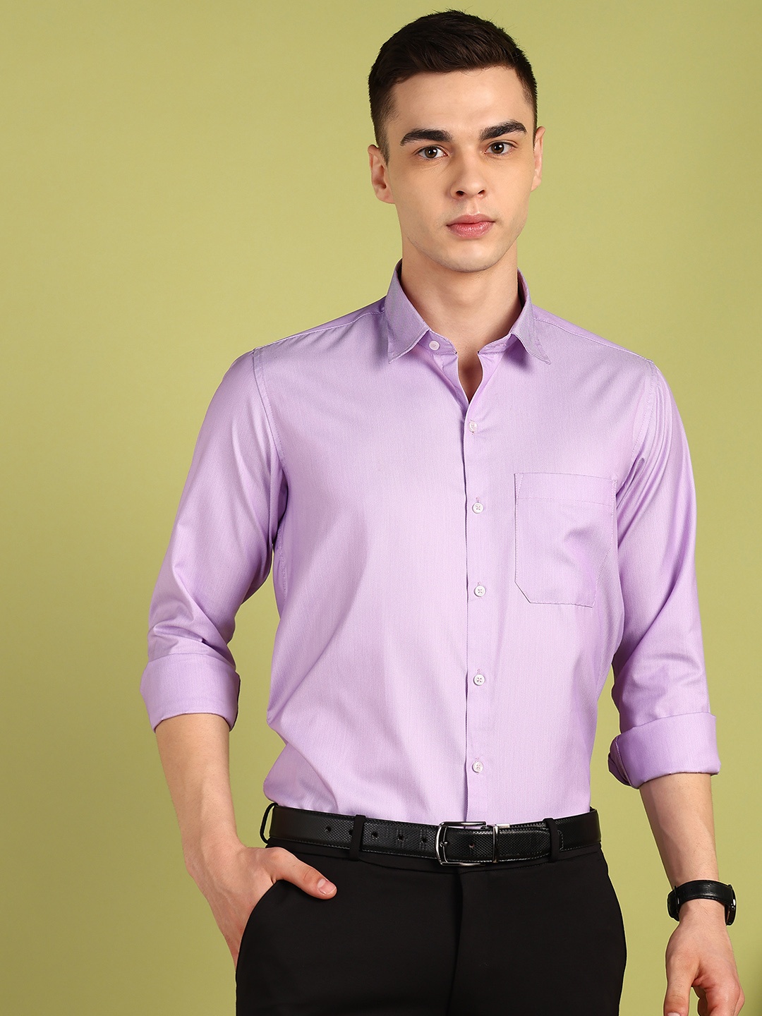 

PulseIQ Men Slim Fit Opaque Casual Shirt, Purple