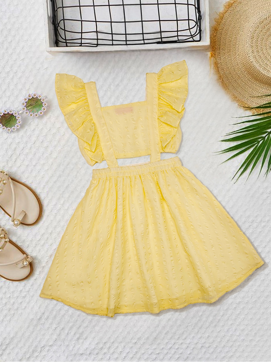 

pspeaches Print Georgette Fit & Flare Dress, Yellow