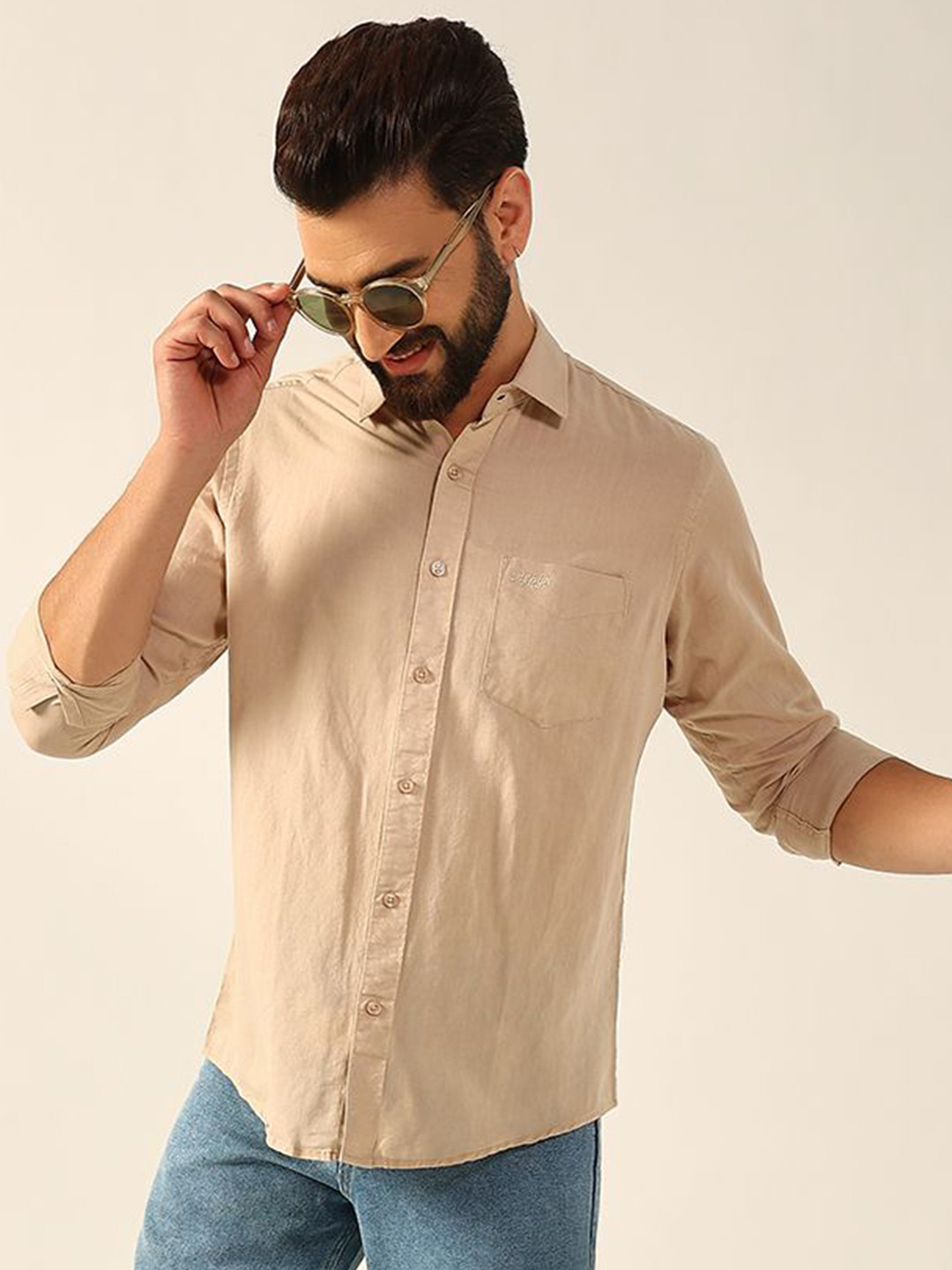 

ENSPYR Men Opaque Casual Shirt, Beige