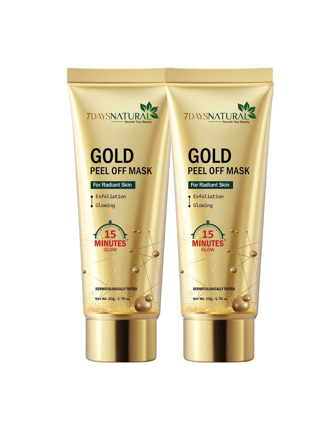 

7DAYSNatural Nourish Your Beauty Set Of 2 Gold Peel Off Mask For Skin Radiance - 50 g Each, Yellow