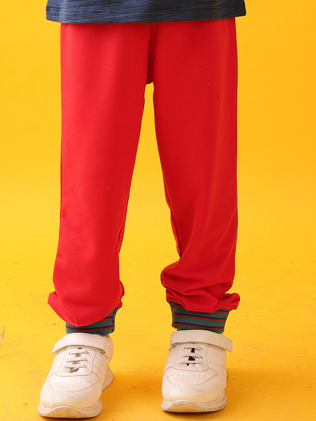 

Anthrilo Boys Summer Red Jogger With Striped Rib Trousers