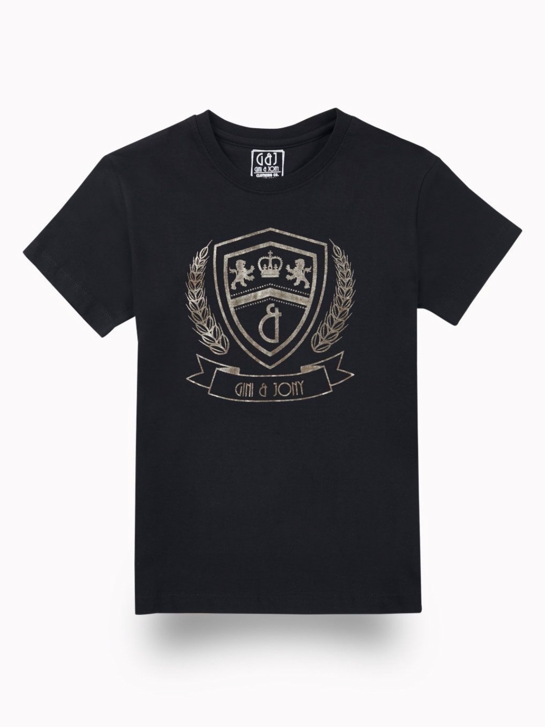 

Gini and Jony Boys Printed Raw Edge T-shirt, Black