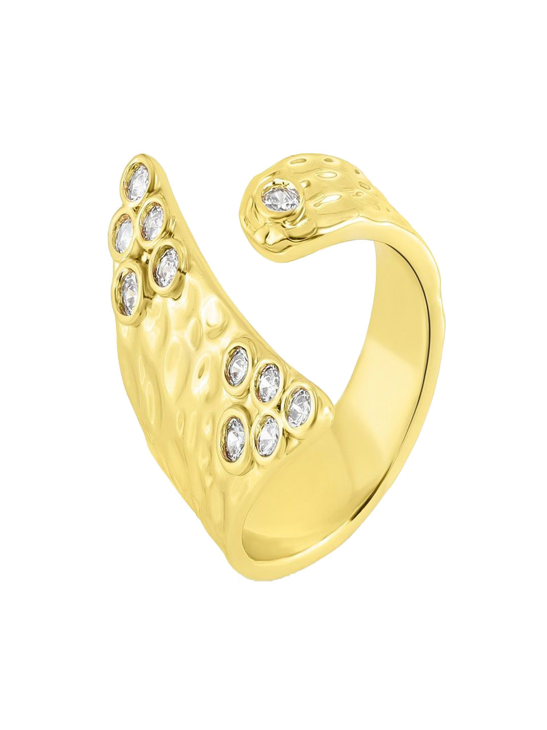 

Nirvana Gold-Plated Cubic Zirconia Stone Studded Adjustable Celestia Finger Ring