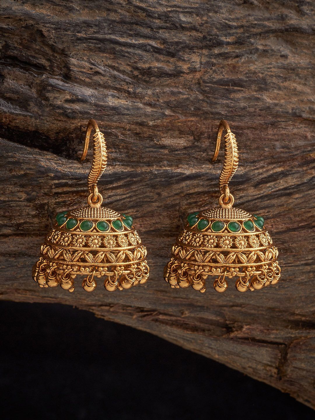 

Kushal's Fashion Jewellery Dome Shaped Jhumkas Earrings, Green