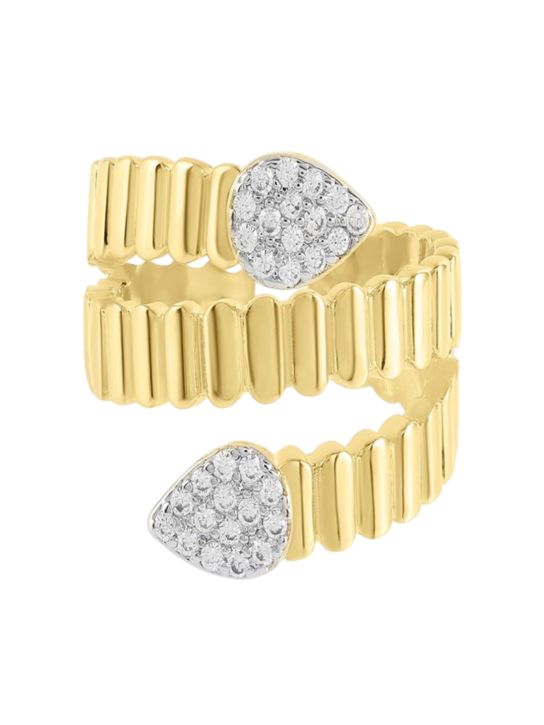 

Nirvana Gold-Plated Cubic Zirconia Stone-Studded Adjustable Finger Ring