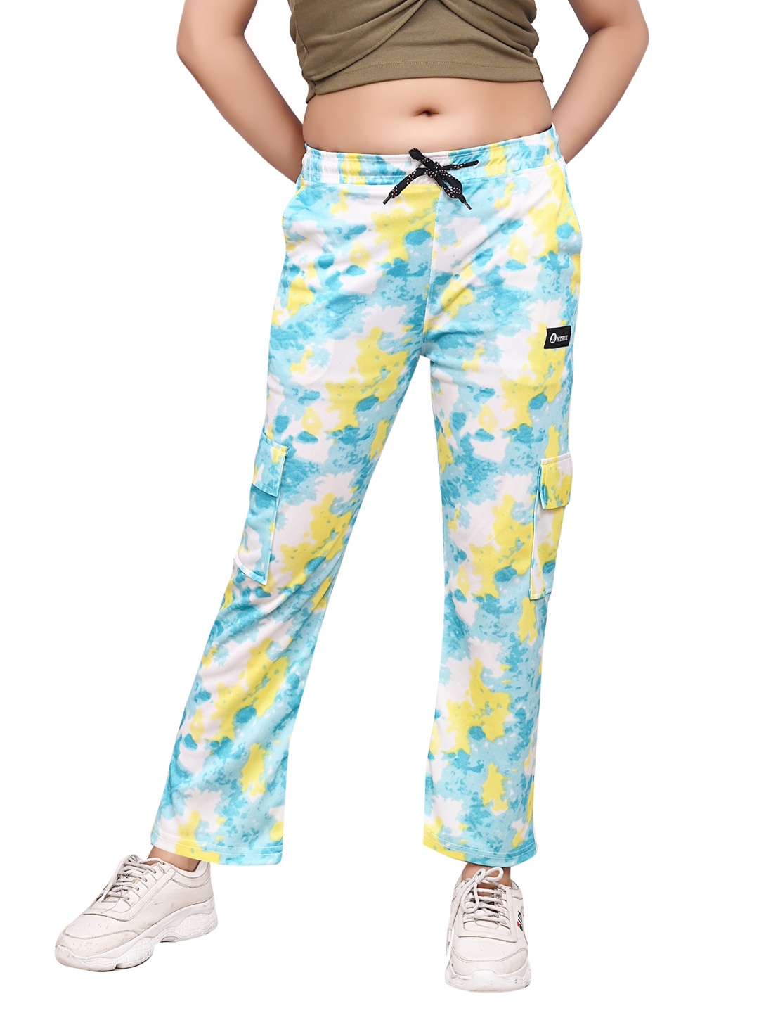 

ANTRUE Women Relaxed Easy Wash Cargos Trousers, Yellow